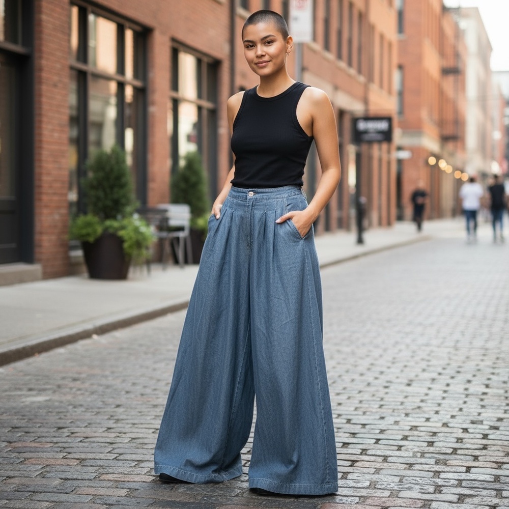Wide Leg Pants for Women High Waisted Jeans Palazzo Pant